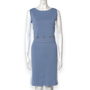Luisa Spagnoli Light Blue Virgin Wool Knee Length Dress M See matching Coat